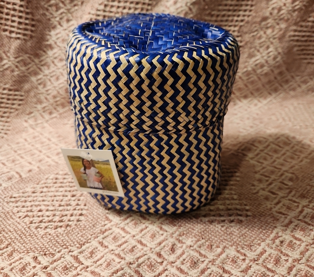 Globein Basket Blue Beige Handwoven